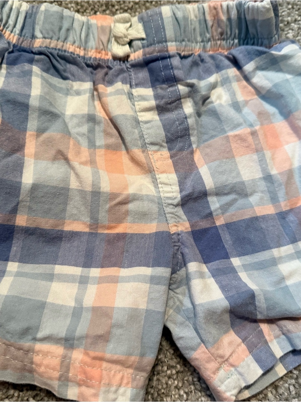 Carter's Plaid Cotton Shorts in Blue, Peach & White